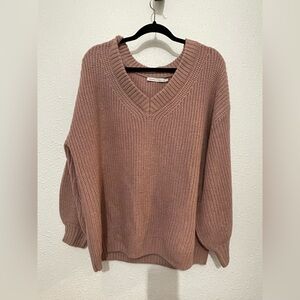 Stitches & Stripes Mauve Blush V Neck Comfy oversized Sweater XL
